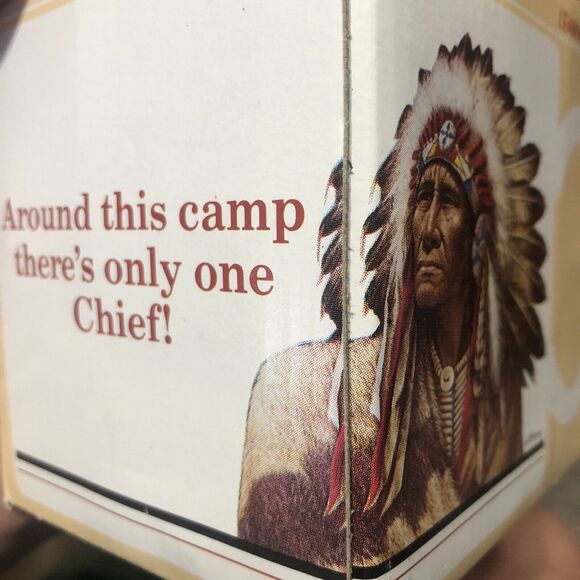 Leanin Tree Coffee “around this camp there’s only one Chief…” MGW150 EUC w/box - Picture 1 of 6